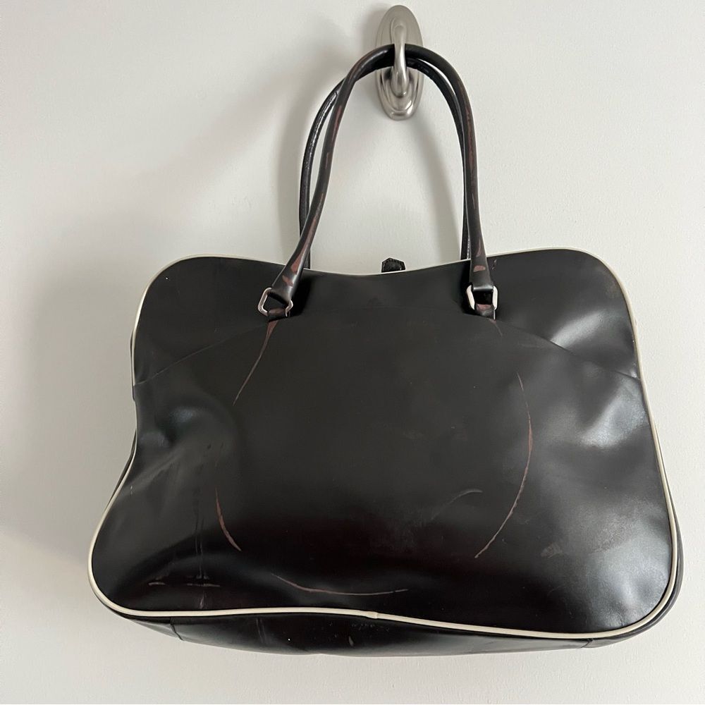 Prada Enameled Metal Triangle Shoulder Bag Vintage